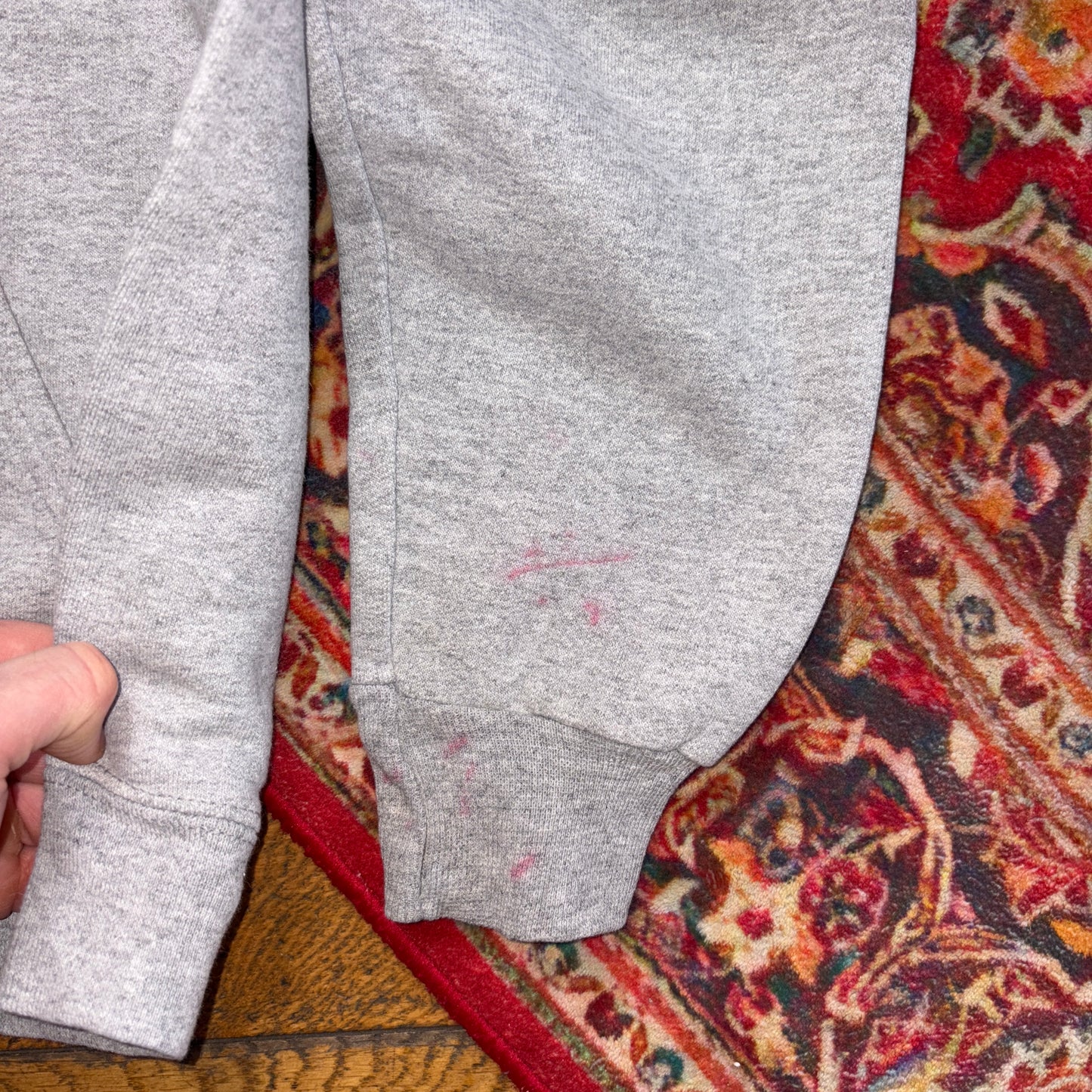 Vintage Thrasher Grey Flames Skate Hoodie Sweatshirt - S