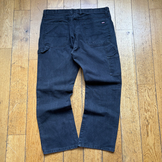 Vintage Dickies Workwear Carpenter Black Baggy Trousers - 38