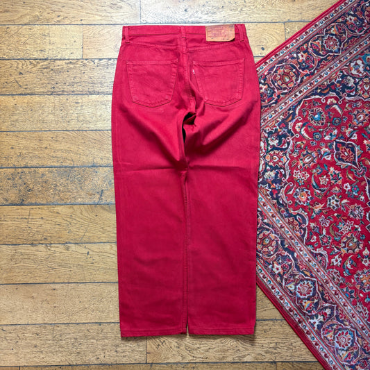 Vintage Levis 501 Straight Red Denim Jeans - 34S