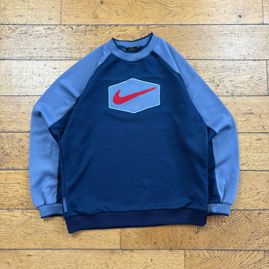 Vintage Nike Swoosh Navy Embroidered Sweatshirt - S