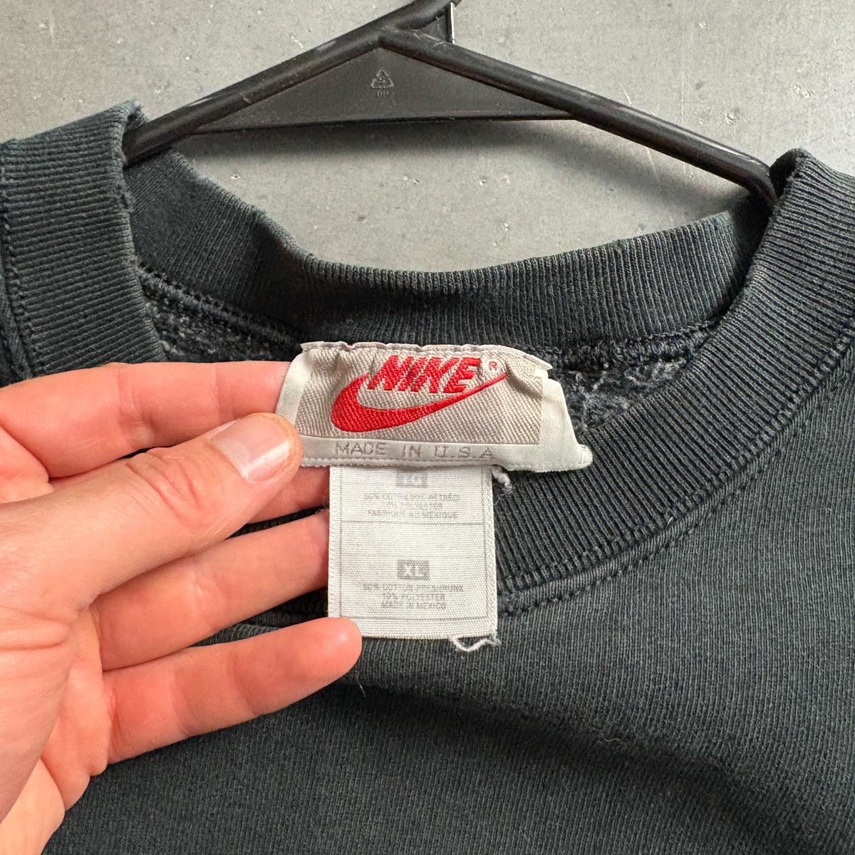 Vintage 90s Nike Black Swoosh Embroidered Sweatshirt - XL