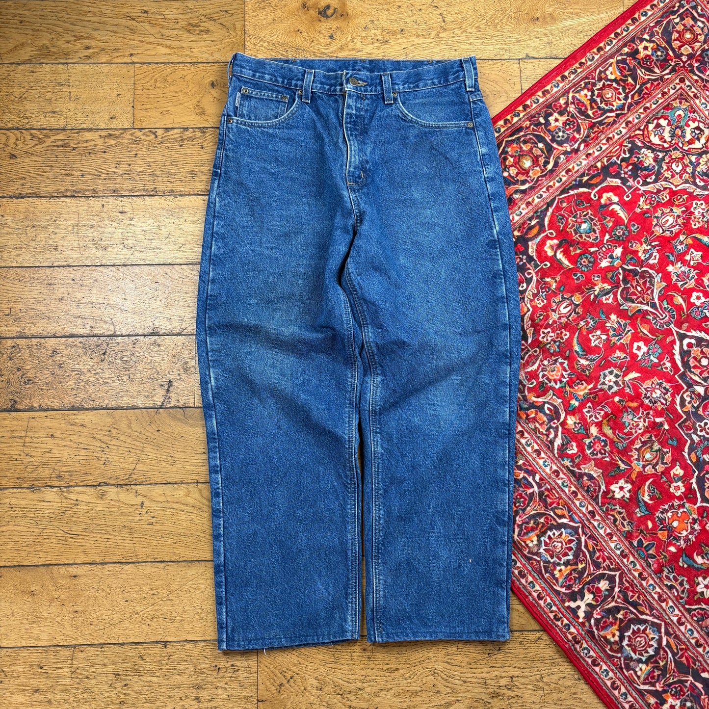Vintage Carhartt Blue Workwear Carpenter Baggy Jeans - 35