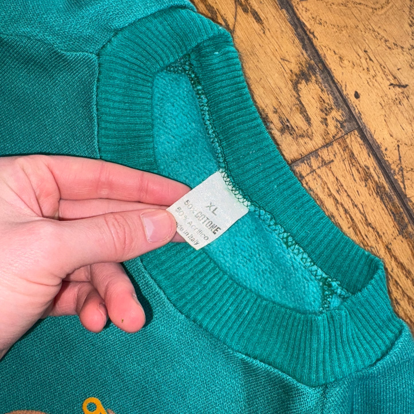Vintage 90s Super Bowl Green Blue Graphic Sweatshirt - XL