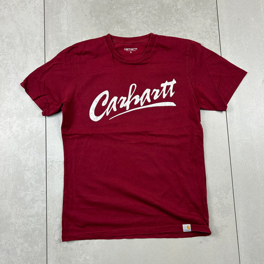 Vintage Carhartt Spellout Red Graphic T-Shirt - S