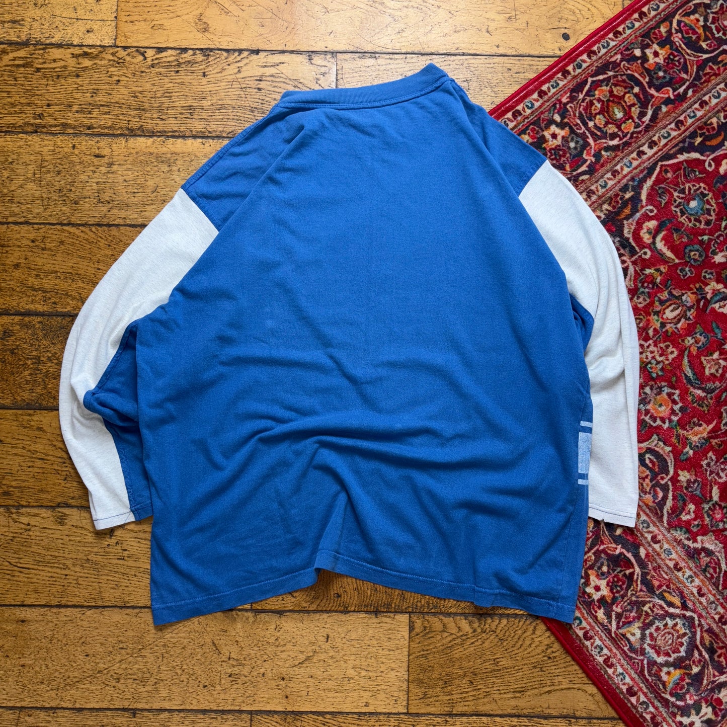 Vintage 90s Blue Long Sleeve Graphic T-Shirt - XL