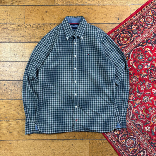 Vintage Tommy Hilfiger Green Check Embroidered Shirt - S
