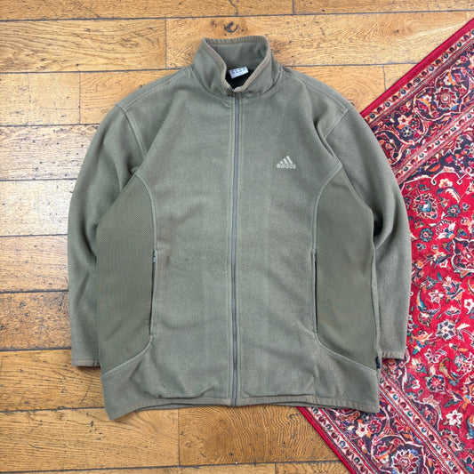 Vintage Adidas Green Fleece Zip Embroidered Sweatshirt - L