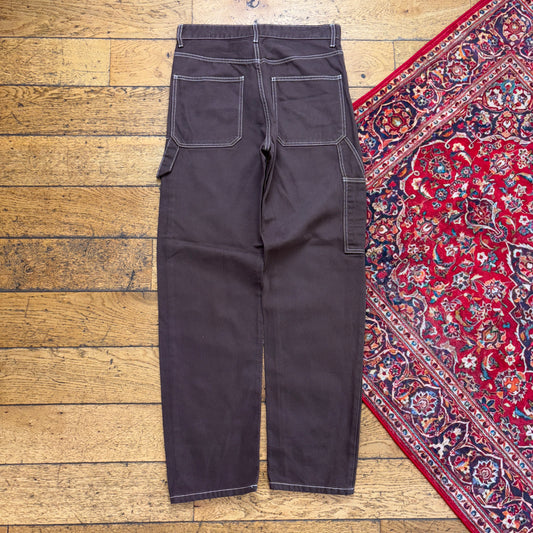 Vintage Bershka Brown Carpenter Workwear Baggy Trousers - 32R