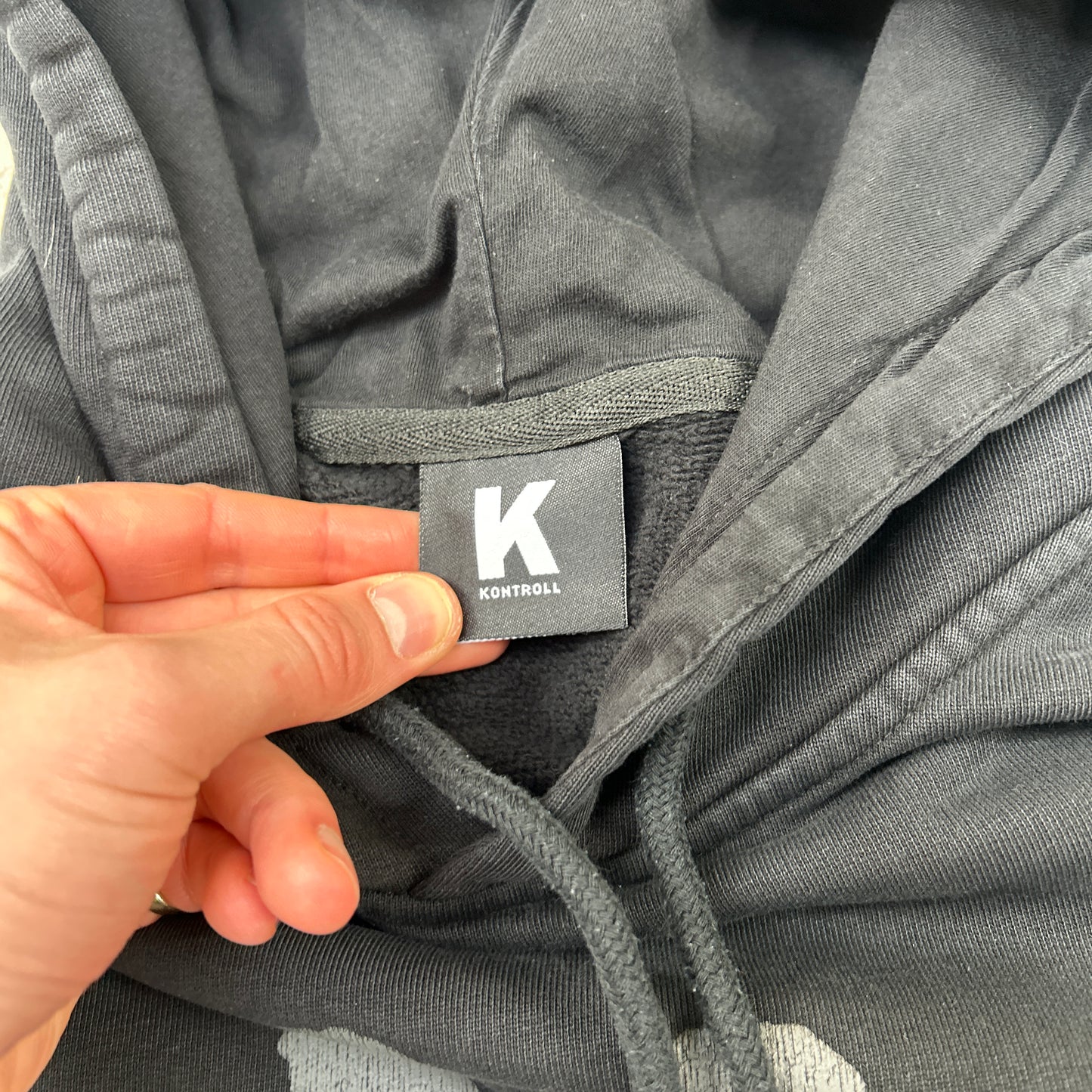 Vintage Kappa Black Hoodie Sweatshirt - M