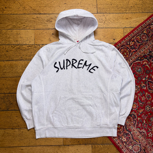 Vintage Supreme Grey Embroidered Hoodie Sweatshirt - XL