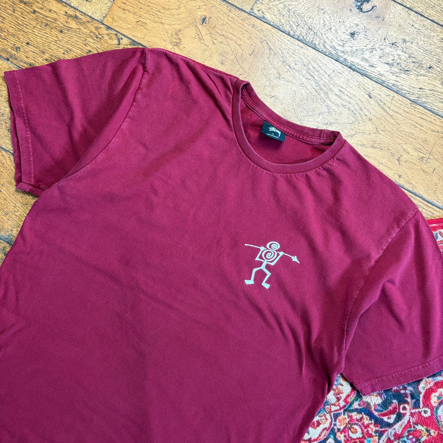 Vintage Stussy Burgundy Graphic T-Shirt - S