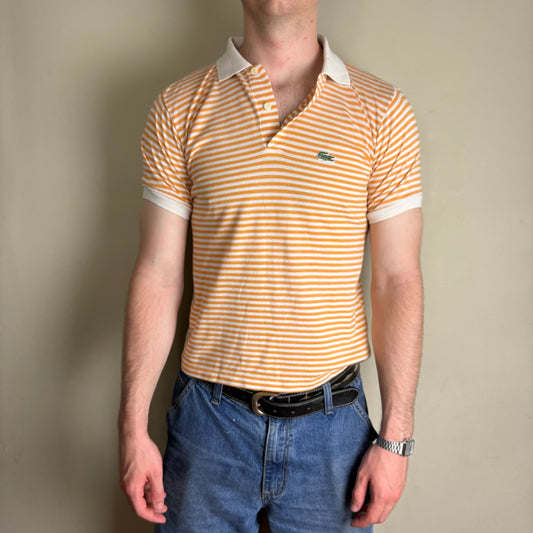 Vintage Lacoste Orange White Stripe Boxy Polo Shirt - XS