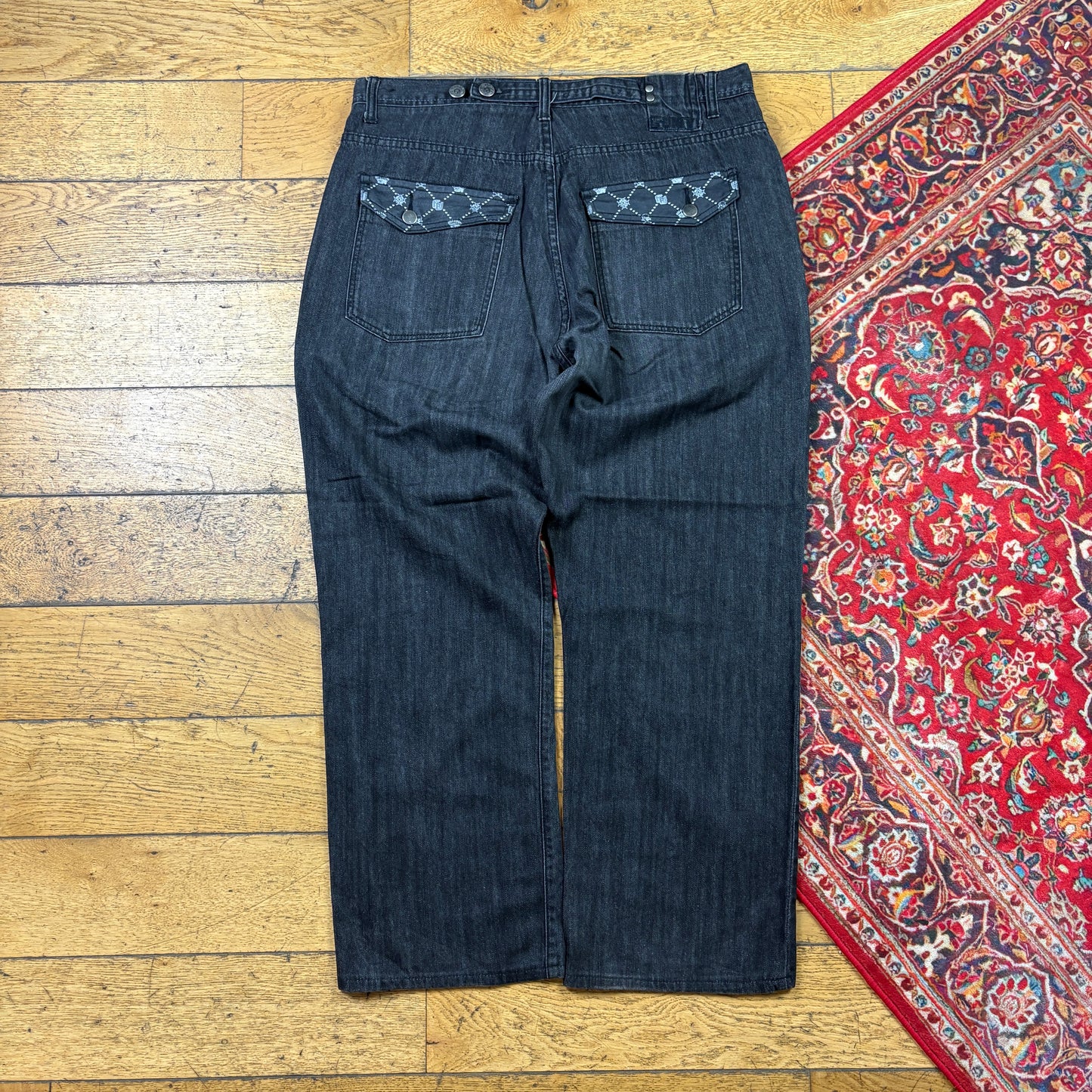 Vintage G Unit Black Buckle Back 50 Cent Y2K Hip Hop Baggy Jeans - 38