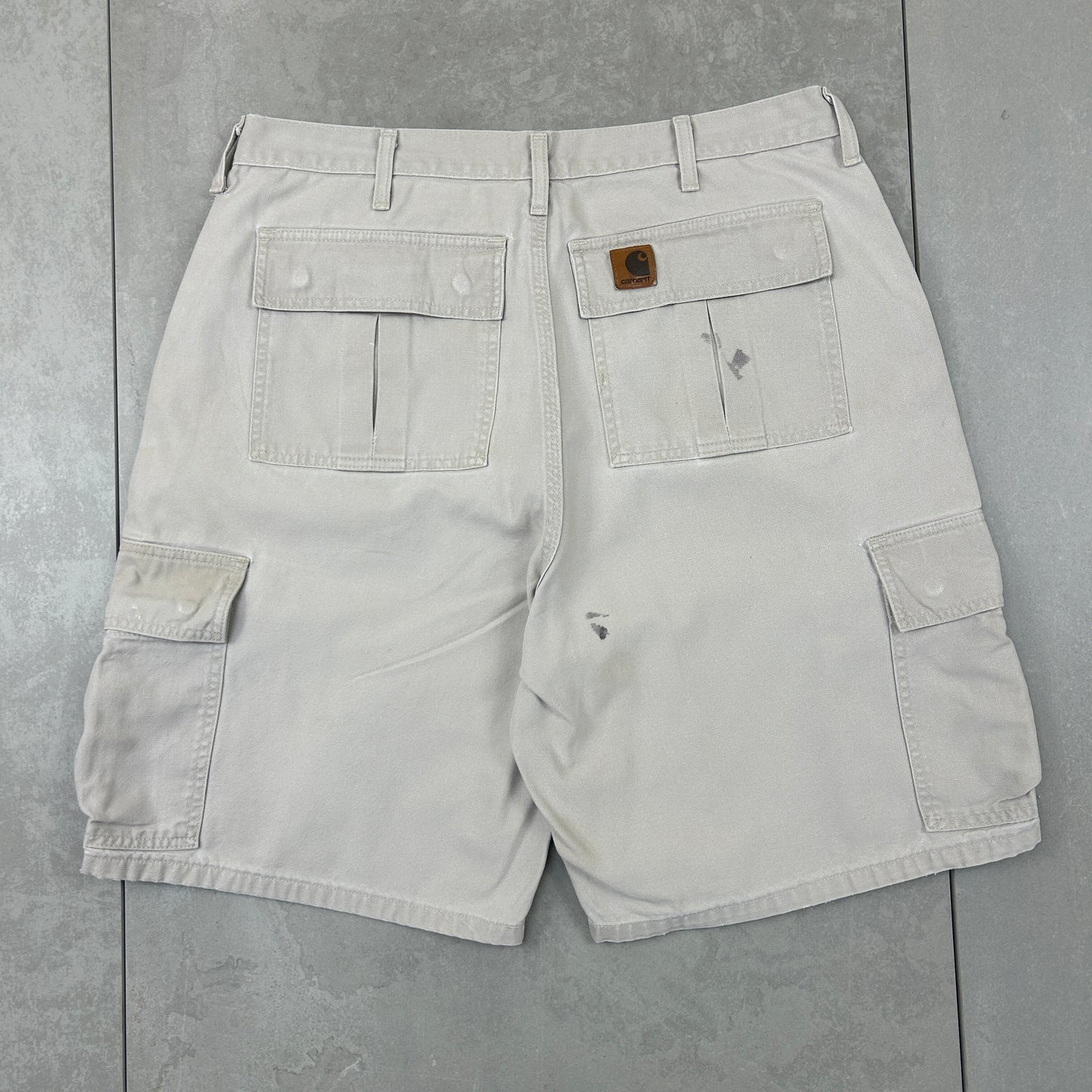Vintage Carhartt Workwear Cream Baggy Carpenter Shorts - 36