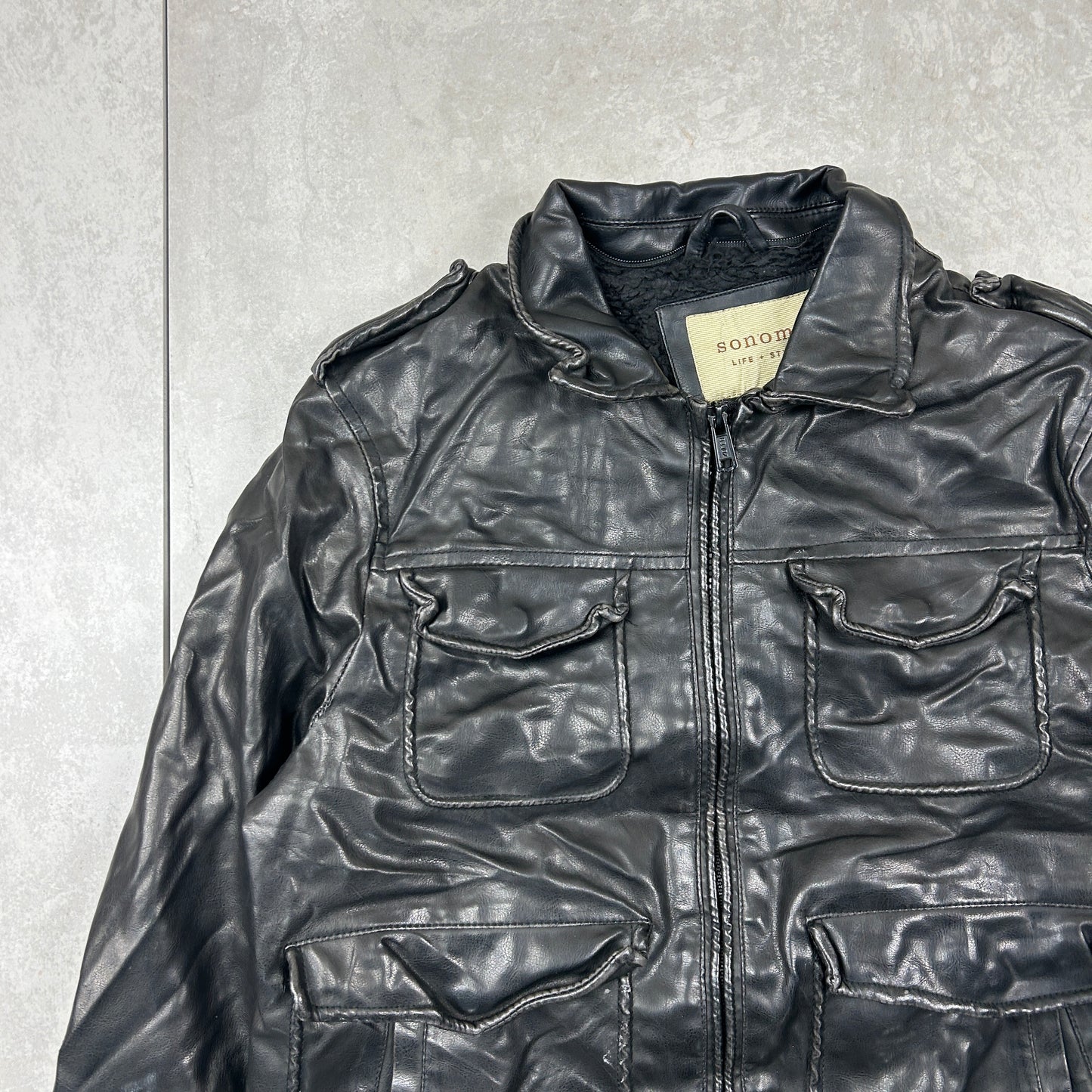 Vintage Aviator Pilot Flight Style Black Genuine Leather Bomber Jacket - S