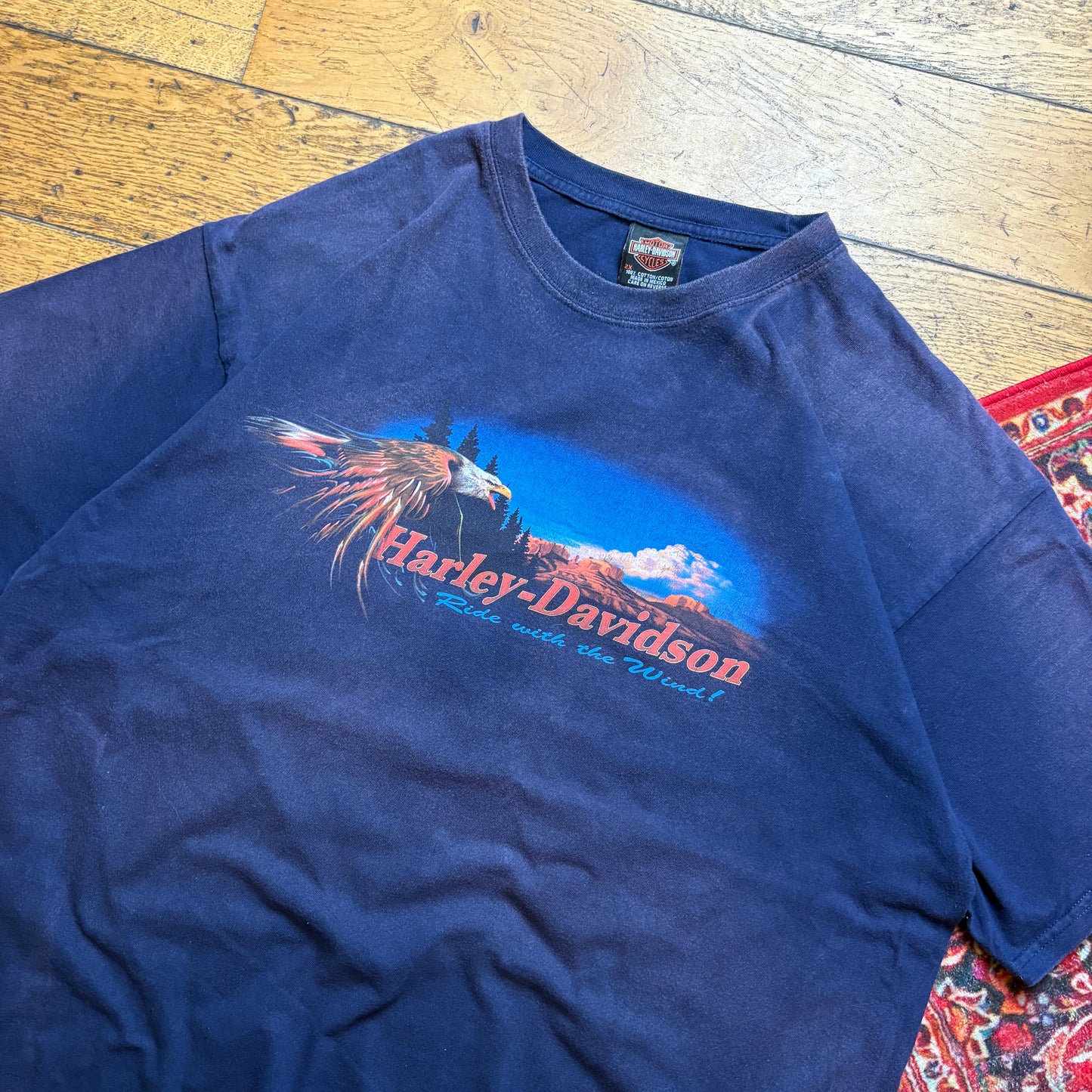 Vintage Harley Davidson Navy Faded Graphic T-Shirt - 2XL
