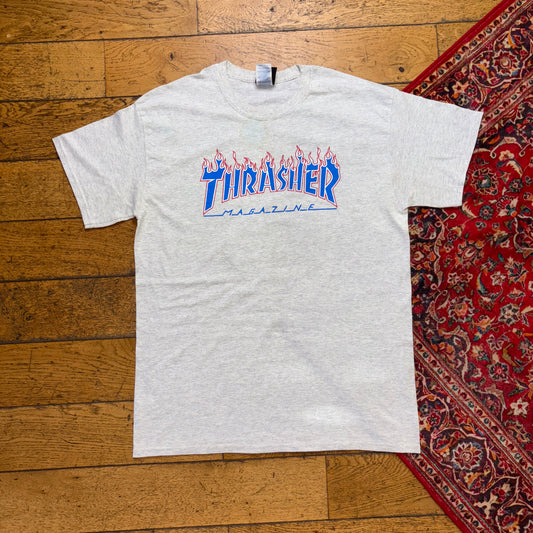 Vintage Thrasher Skate Grey Graphic T-Shirt - M