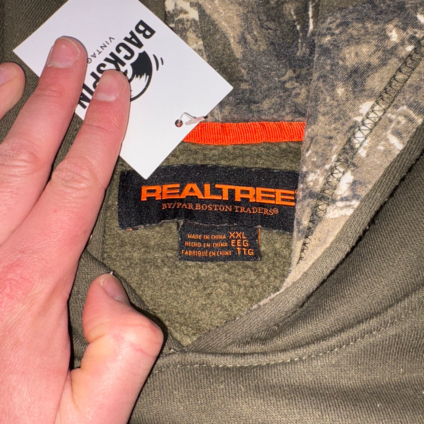 Vintage Realtree Camo Green Embroidered Hoodie Sweatshirt - 2XL