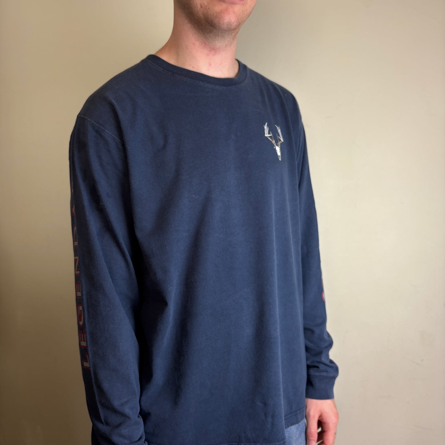 Vintage Legendary Longhorn Skull Navy Long Sleeve Graphic T-Shirt - L
