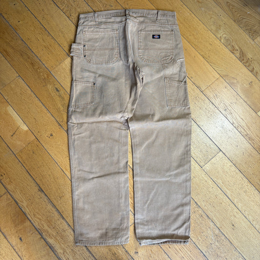 Vintage Dickies Workwear Brown Carpenter Baggy Trousers - 38