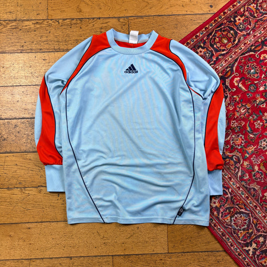 Vintage Adidas Goalkeeper Football Blue Long Sleeve T-Shirt - M