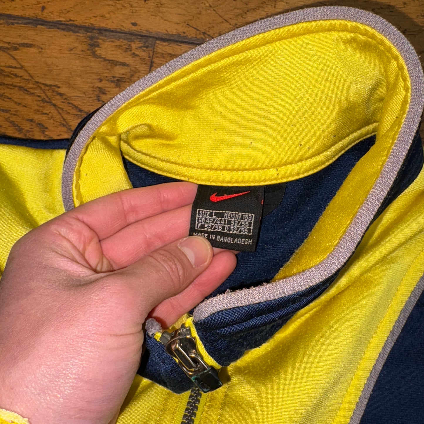 Vintage Nike 90s Navy Yellow Tracksuit Track Jacket - XL