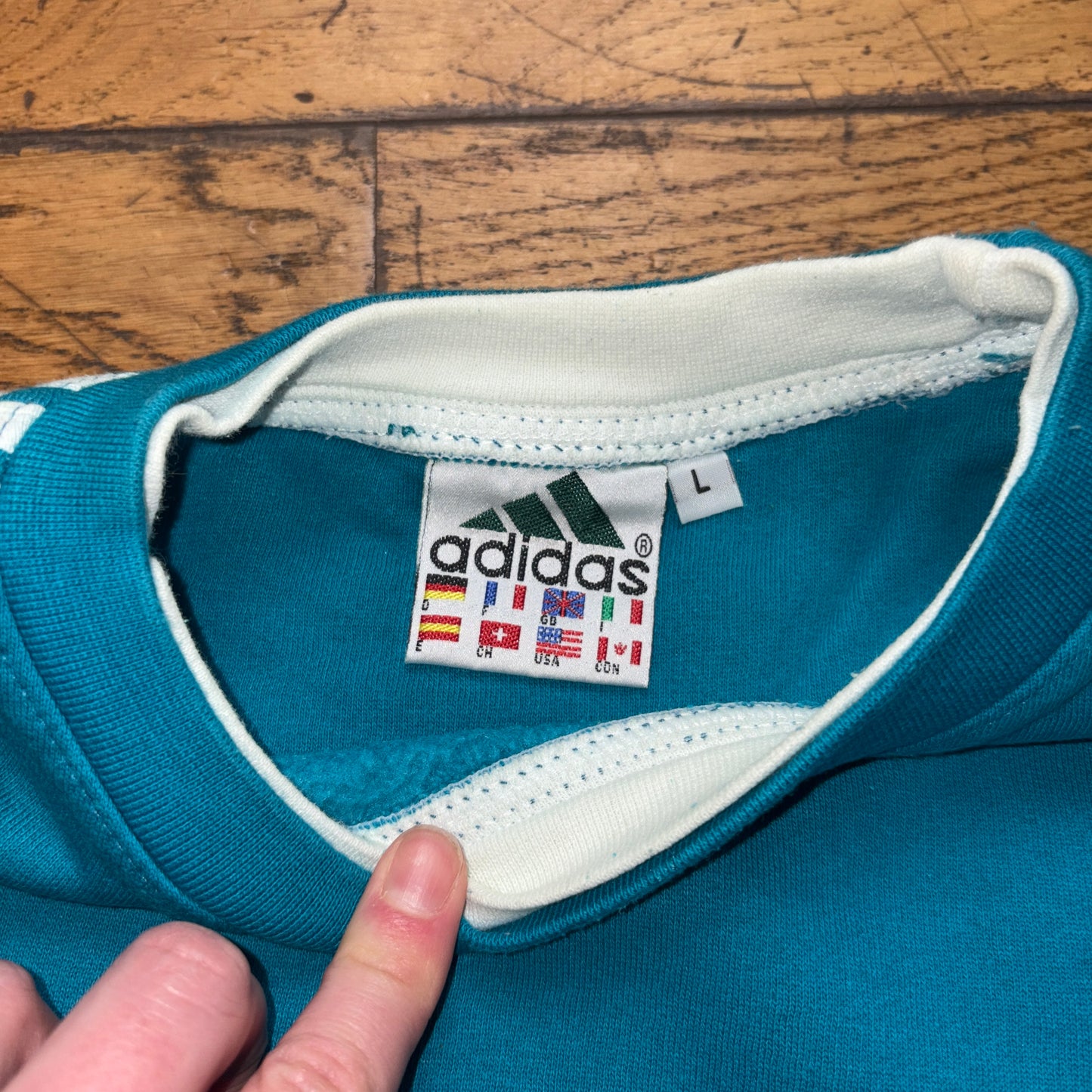 Vintage 90s Adidas Blue Embroidered Sweatshirt - XL