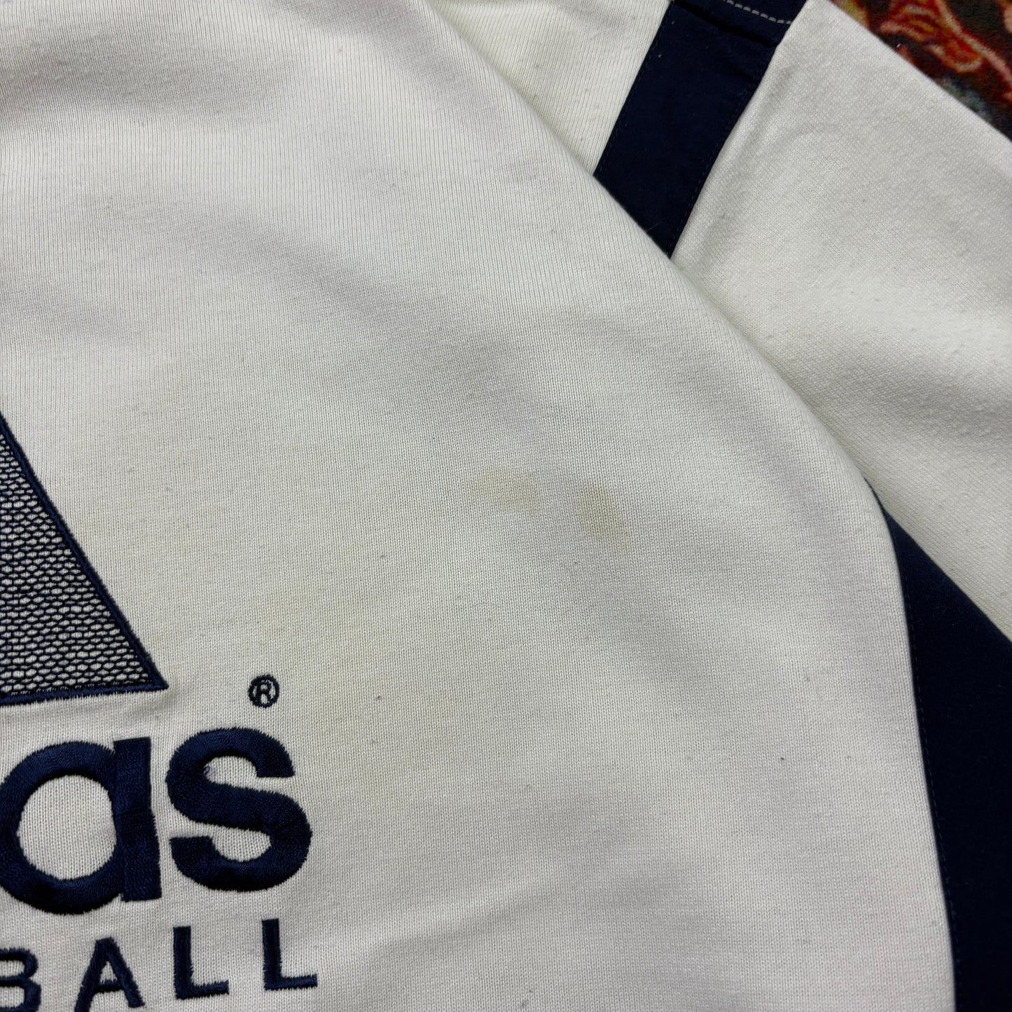 Vintage 90s Adidas Basketball White Embroidered Sweatshirt - XL