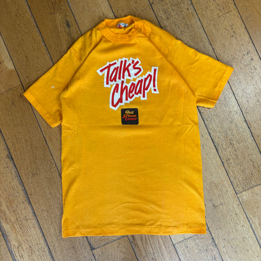 Vintage 90s Slogan Yellow Single Stitch Graphic T-Shirt - XS