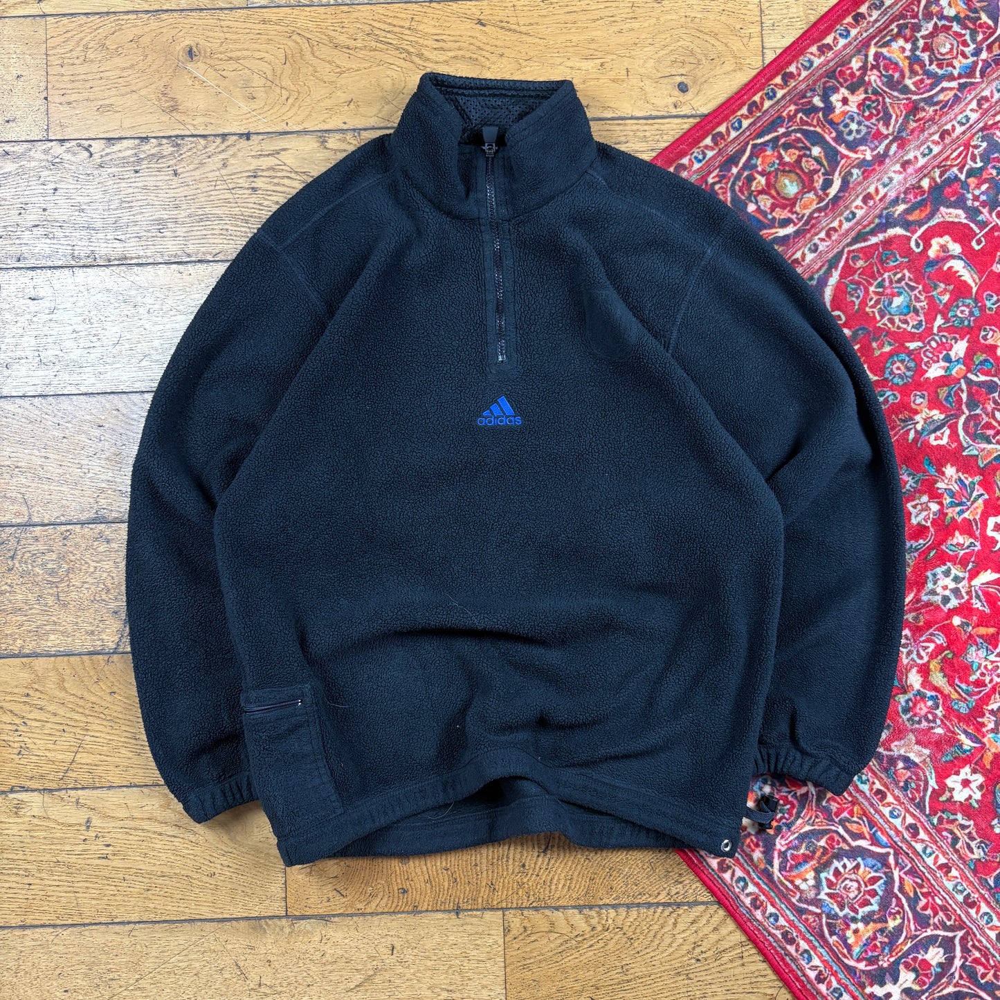 Vintage 90s Adidas Black Embroidered Fleece Sweatshirt - M