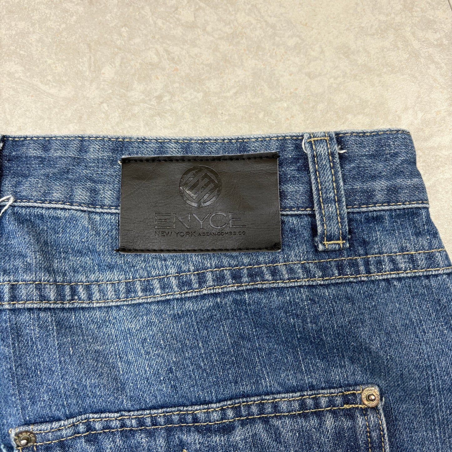 Vintage Enyce Embroidered Blue Hip Hop Baggy Shorts Jorts - 36