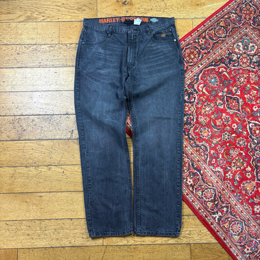 Vintage Harley Davidson Black Y2K Hip Hop Baggy Jeans - 38