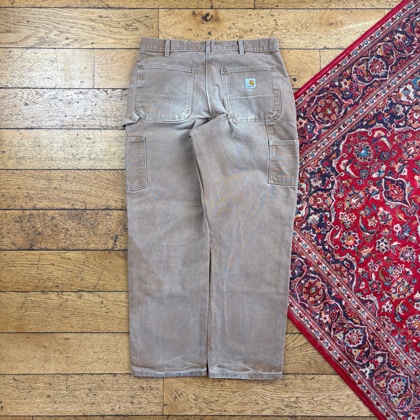 Vintage Carhartt Brown Double Knee Workwear Carpenter Baggy Trousers - 33