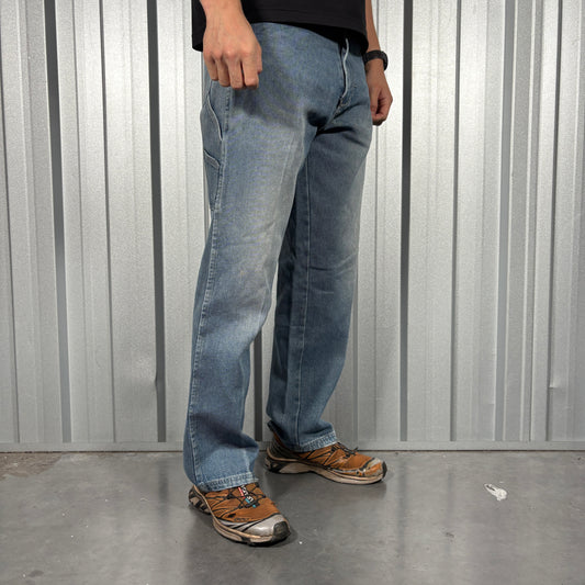Vintage Don Y2K Embroidered Hip Hop Blue Baggy Jeans - 32S