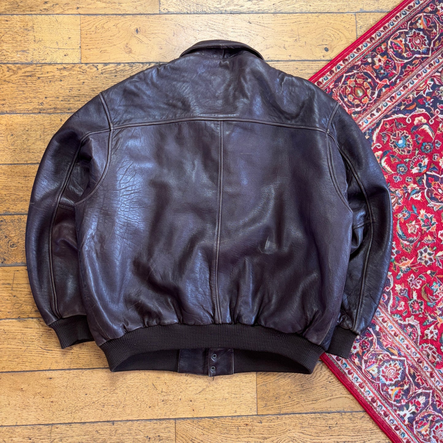Vintage Orvis Brown Lamb Leather Bomber Aviator Jacket - XL