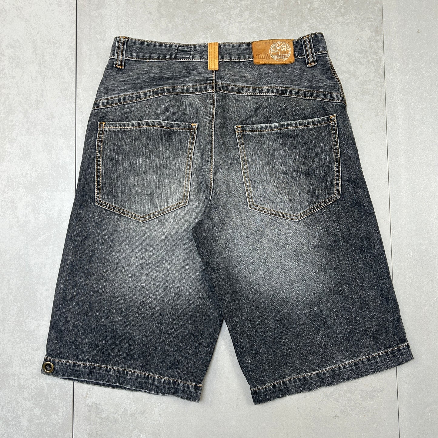 Vintage Timberland Embroidered Hip Hop Black Baggy Shorts Jorts - 33