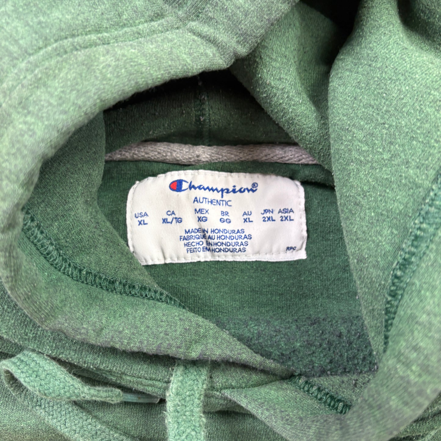 Vintage Champion Green Hoodie Embroidered Sweatshirt - XL