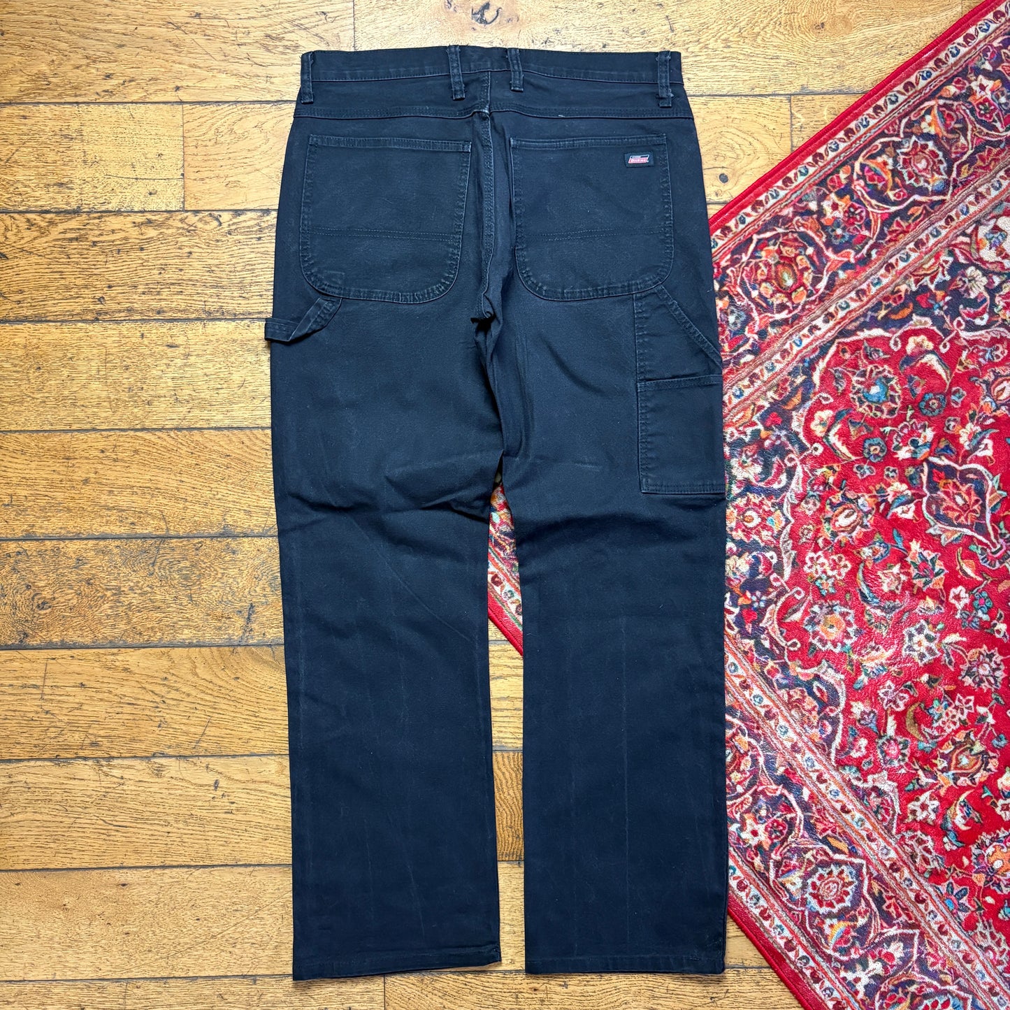Vintage Dickies Workwear Carpenter Black Baggy Trousers - 36R