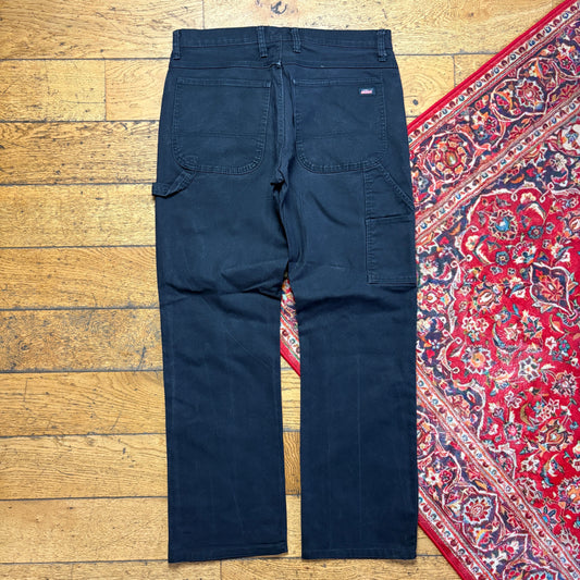 Vintage Dickies Workwear Carpenter Black Baggy Trousers - 36R