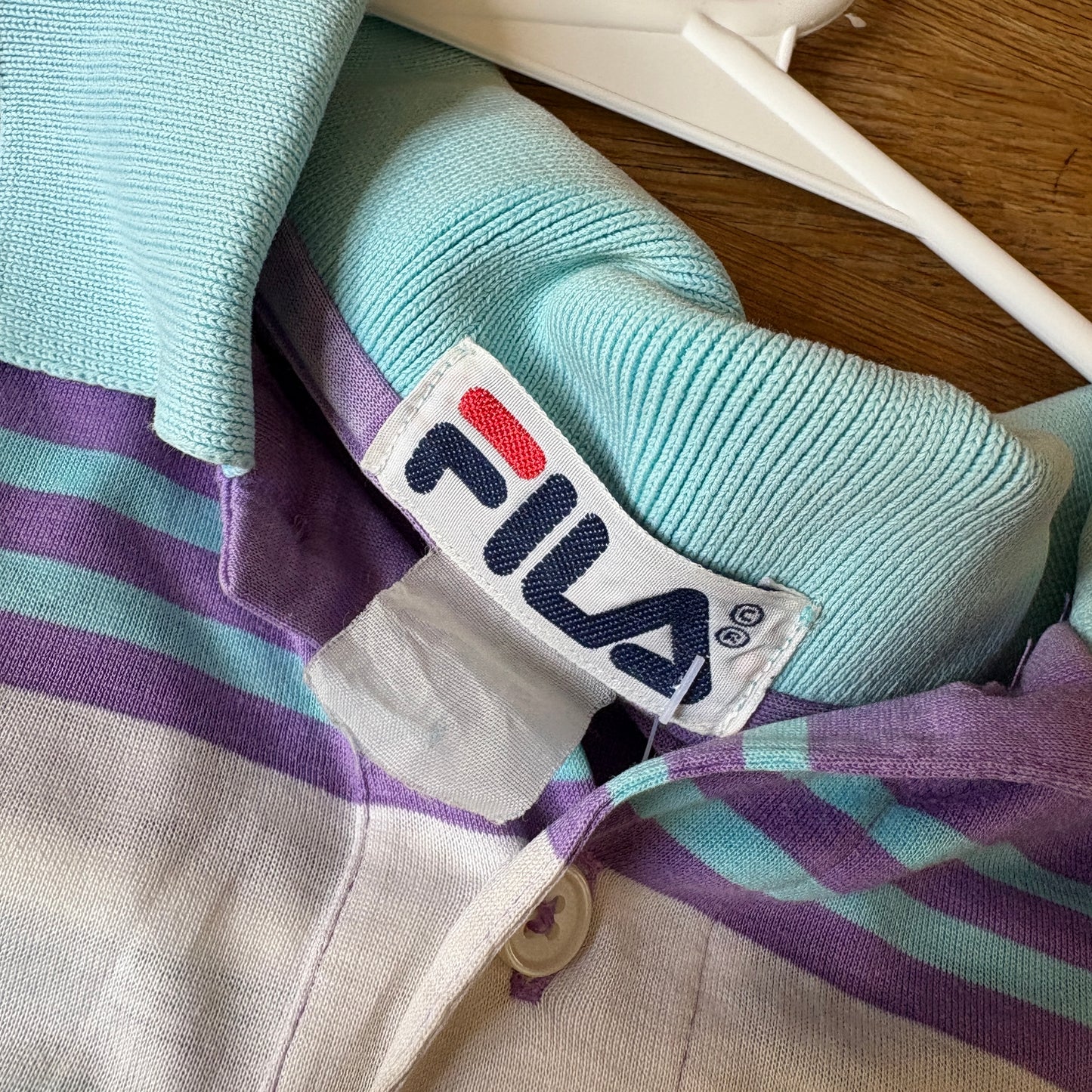 Vintage Fila Purple White Stripe Polo Shirt - S