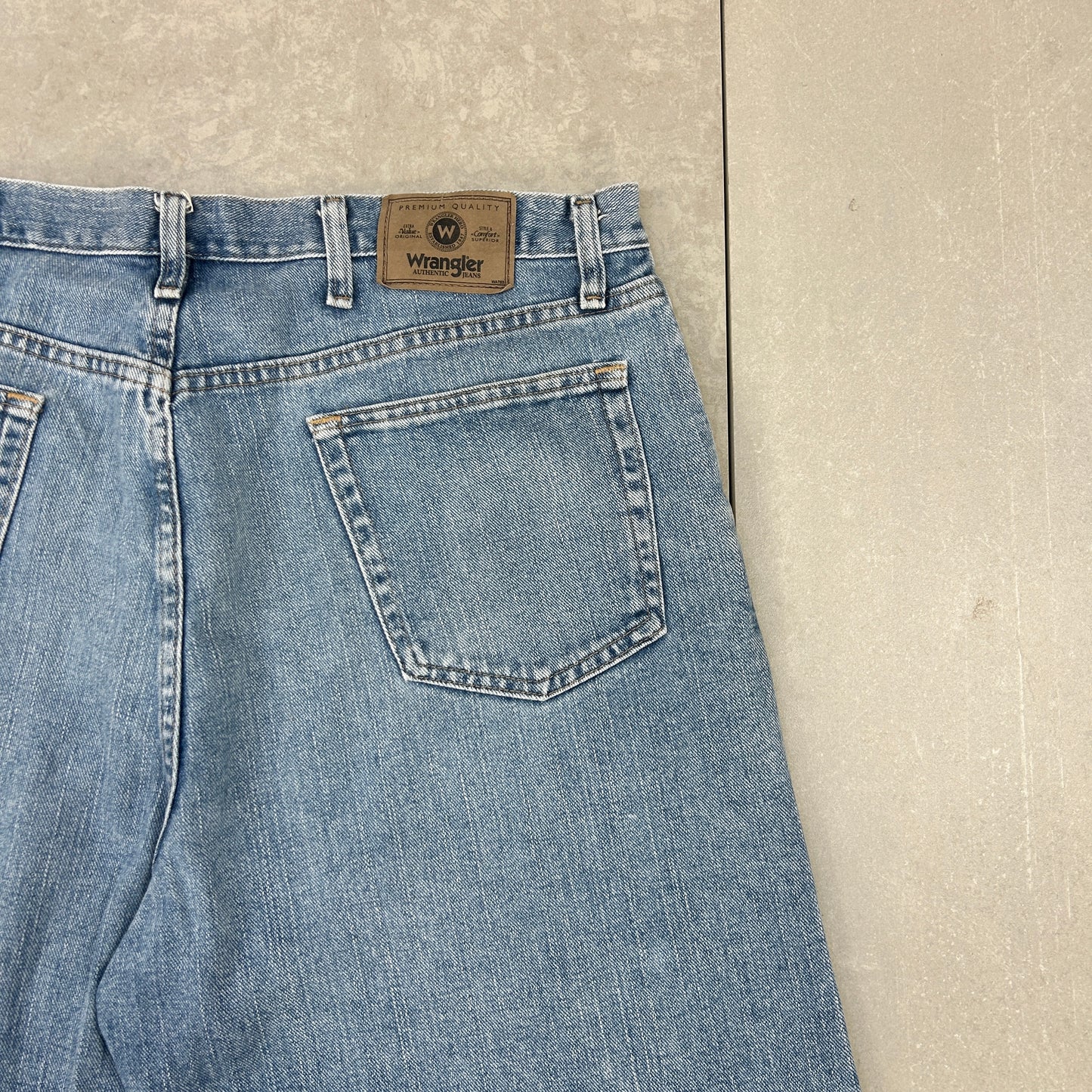 Vintage Wrangler Light Blue Denim Carpenter Baggy Shorts - 38