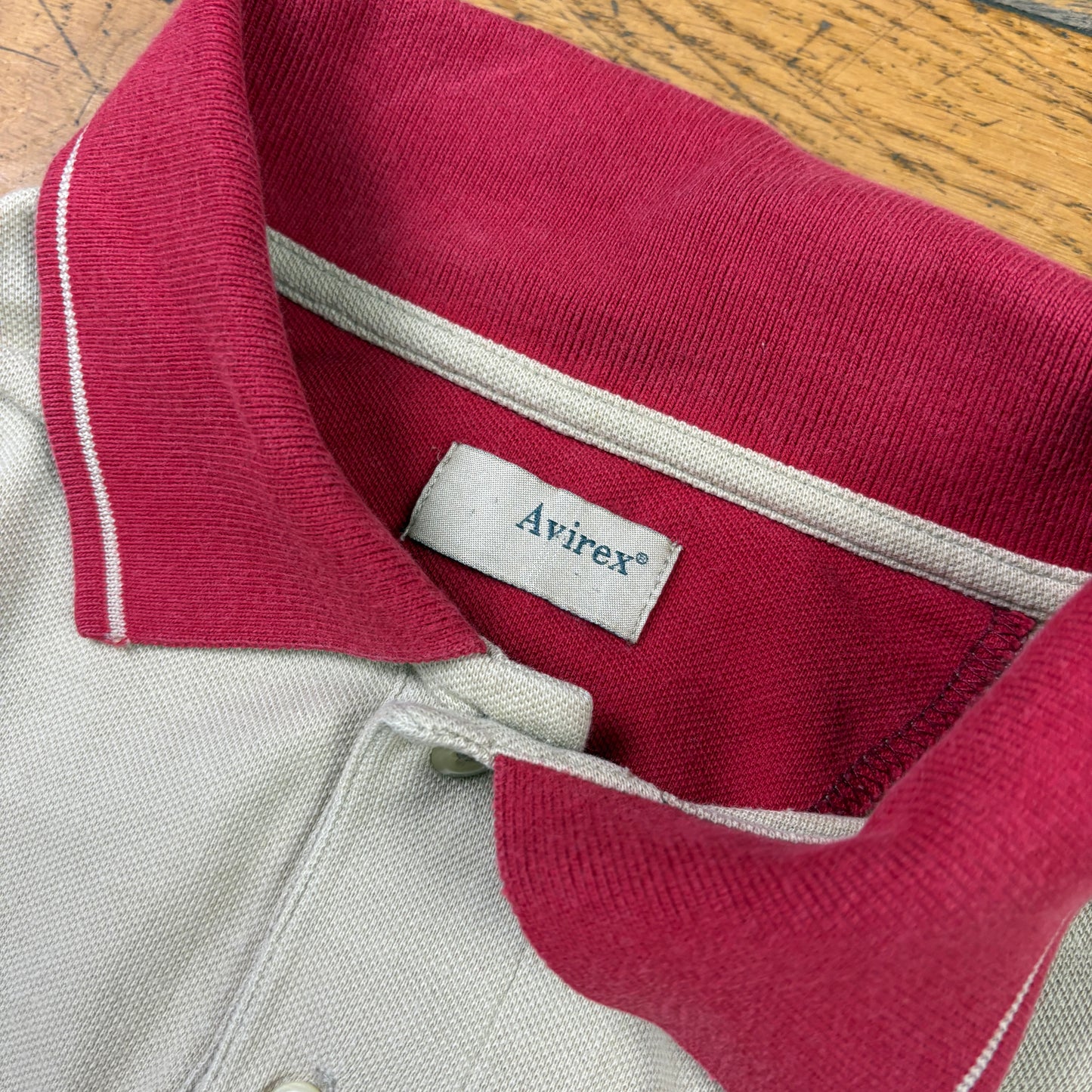 Vintage Avirex Cream Red Embroidered Polo Shirt - XL