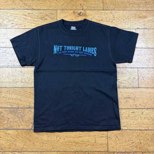 Vintage Funny Slogan Black Graphic T-Shirt - S