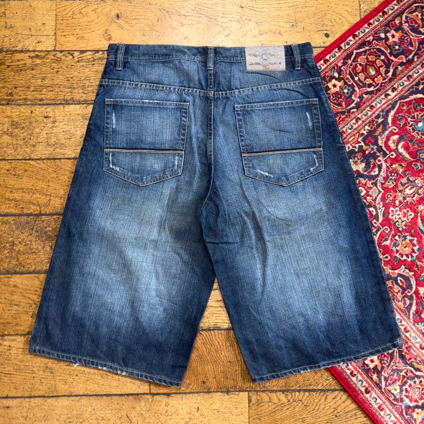 Vintage G Unit 50 Cent Blue Y2K Hip Hop Baggy Jeans Shorts Jorts - 36