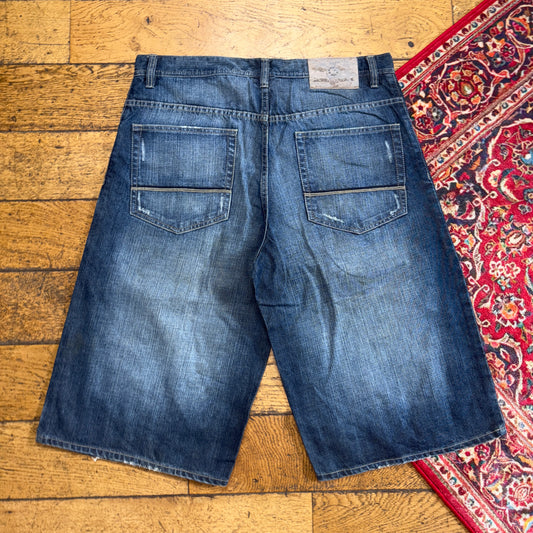 Vintage G Unit 50 Cent Blue Y2K Hip Hop Baggy Jeans Shorts Jorts - 36