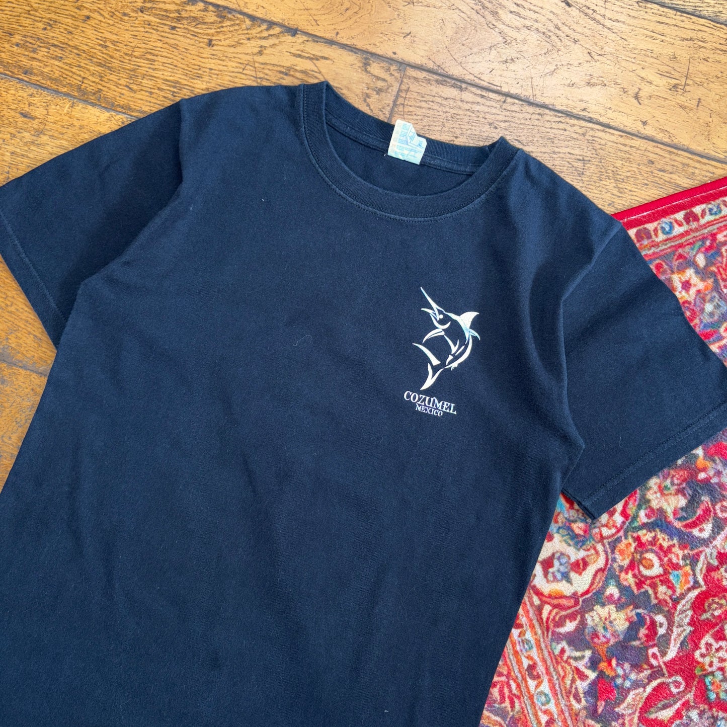 Vintage Mexico Fish Swordfish Black Graphic T-Shirt - XS