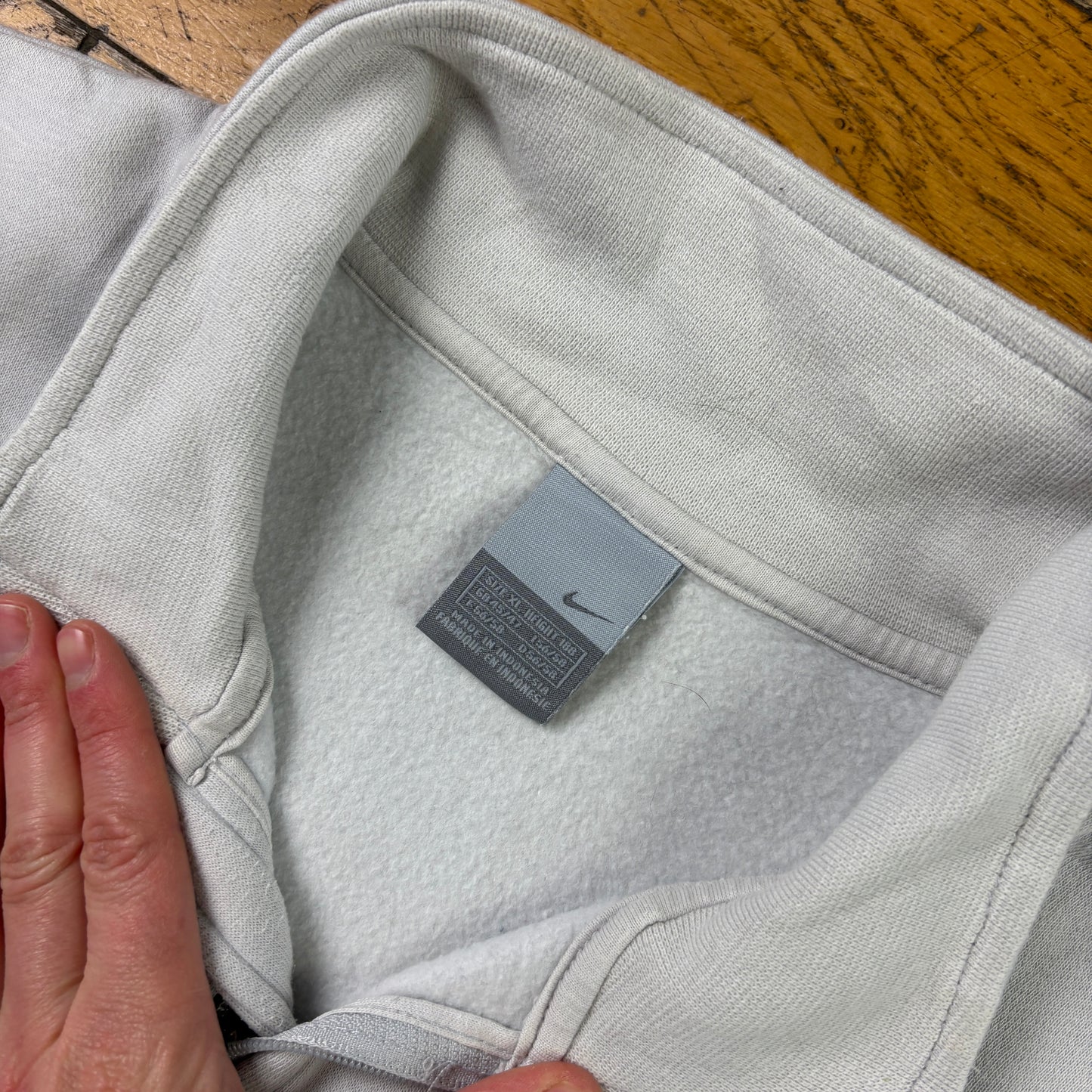 Vintage Nike Light Grey Blue Zip Embroidered Sweatshirt - XL