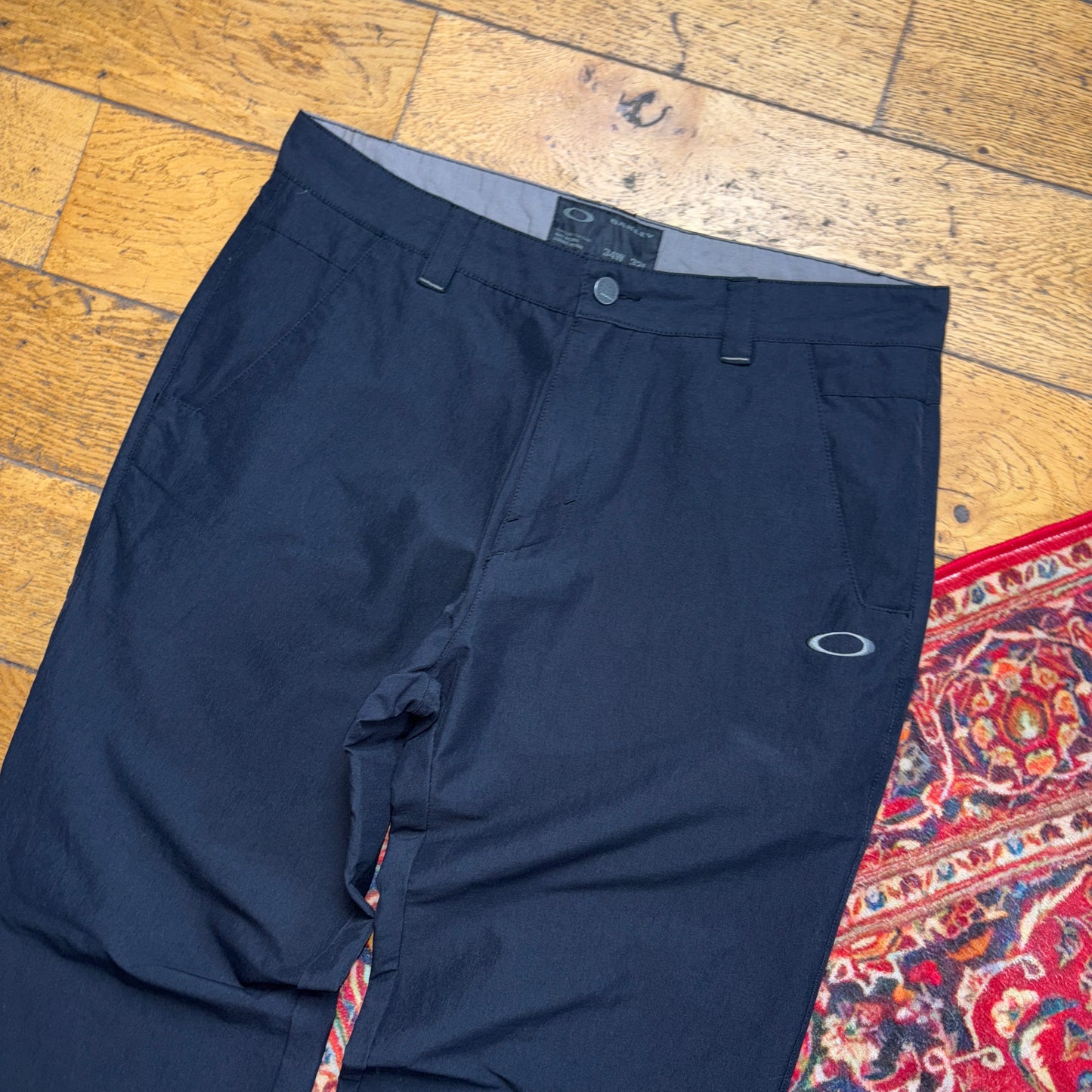 Vintage Oakley Embroidered Black Golf Straight Trousers - 36R