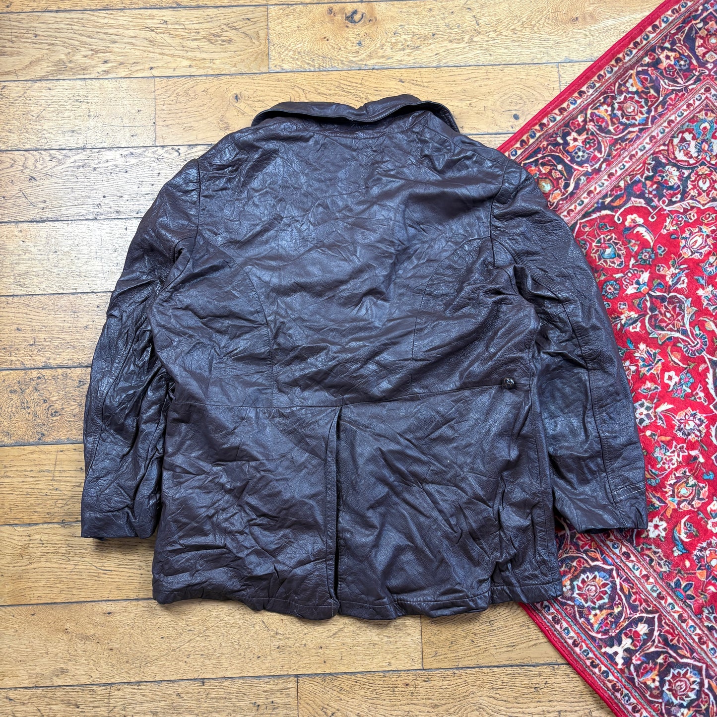 Vintage Brown Burgundy Trench Leather Jacket - L