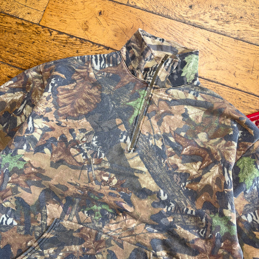 Vintage Realtree Camo Green Quarter Zip Sweatshirt - L